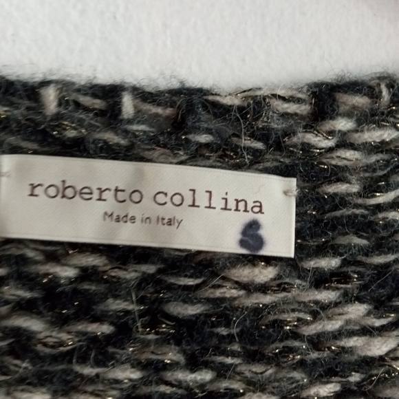 Roberto Collina  Black/White Merino Wool & Baby Camel Knit Midi Cardigan s Large - Picture 10 of 12